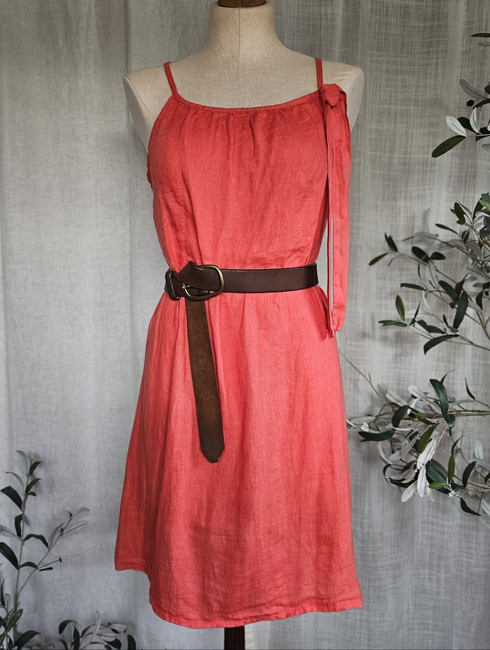 Marisa & Marie Made in Italy Sleeveless Flowy Pink Linen Dress Small